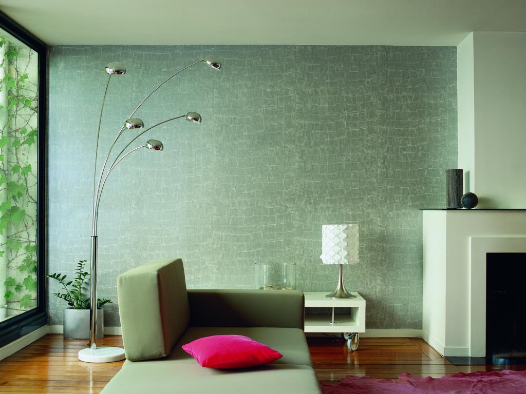 однотонные обои в интерьере